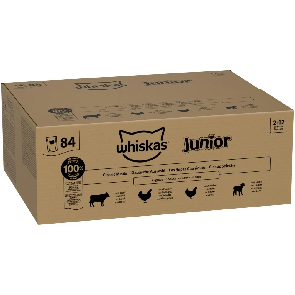 Jumbo balenie Whiskas Junior čerstvé kapsičky 84 x 85 g - klasický výber v omáčke