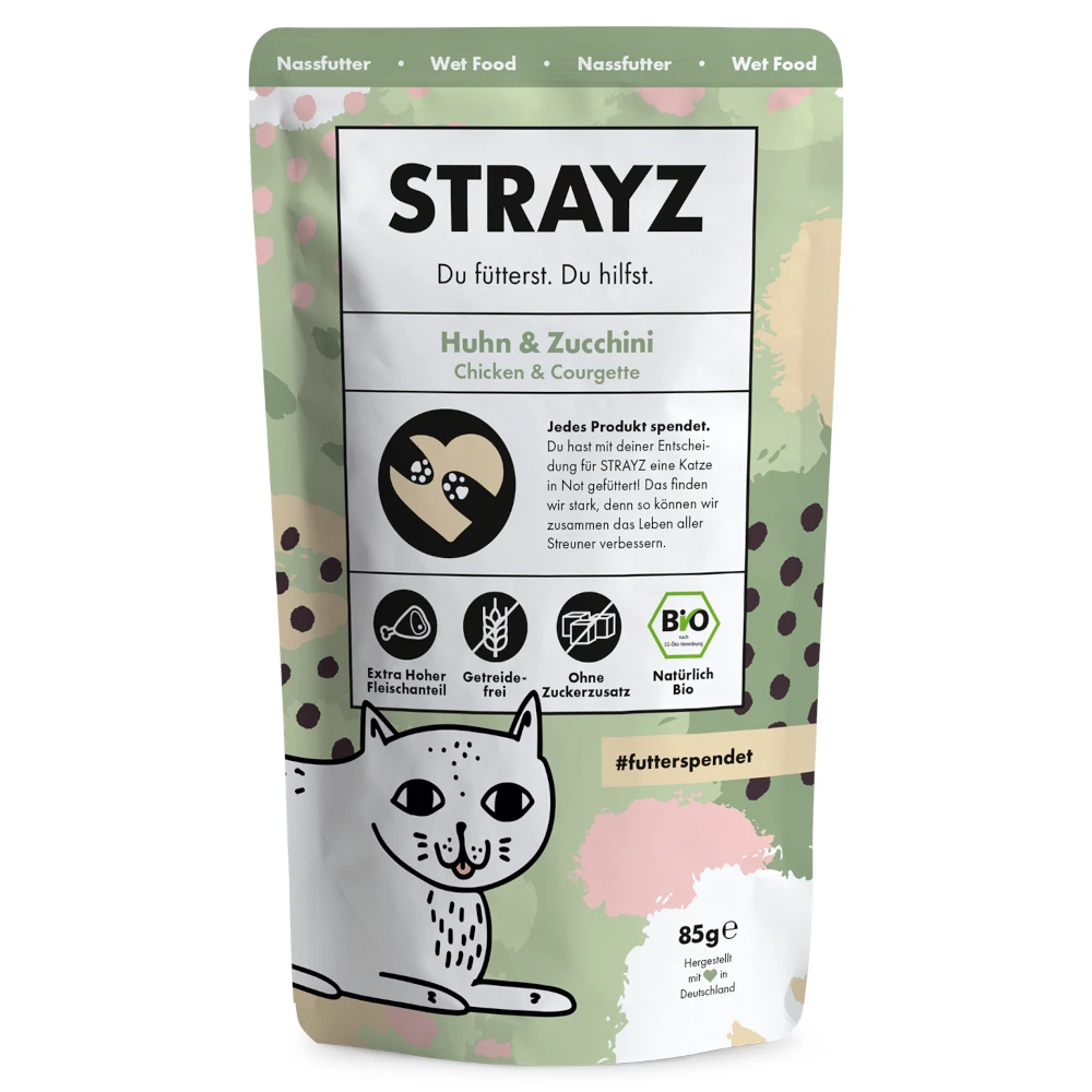 STRAYZ BIO Pouch 6 x 85 g - bio kuracie & bio cuketa