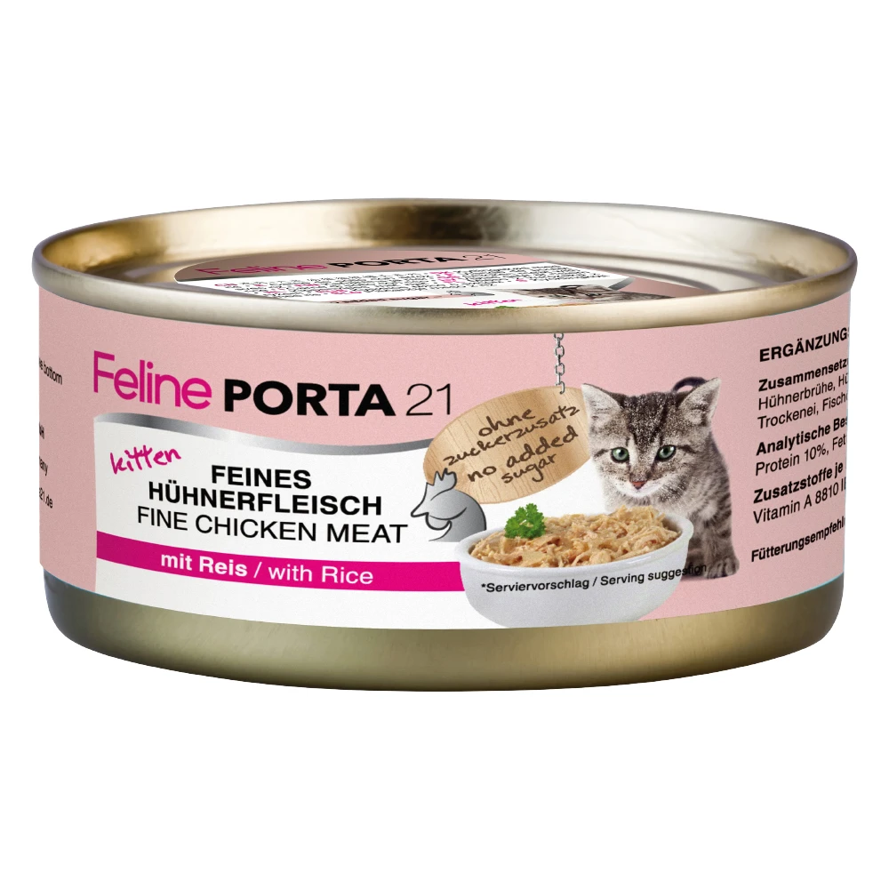 Feline Porta 21 Kitten kuracie mäso s ryžou - 6 x 156 g