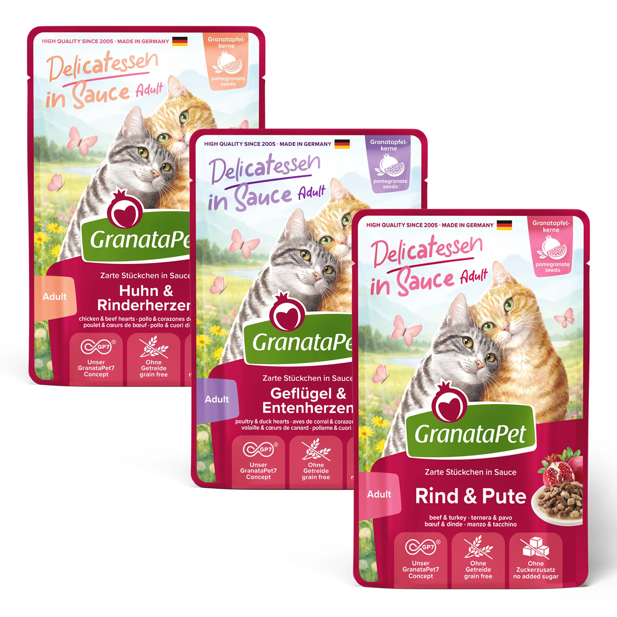 Výhodné balenie GranataPet Delicatessen v omáčke 24 x 100 g - mix (3 varianty)