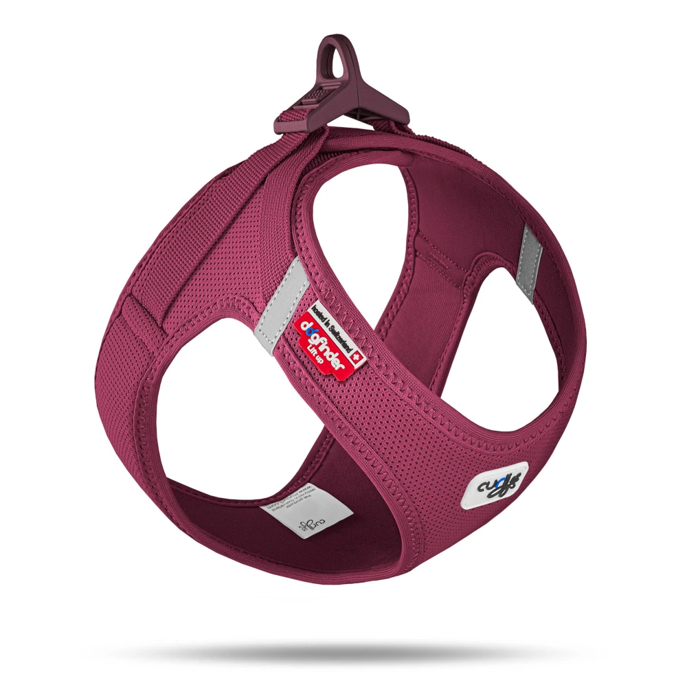 Curli Vest Clasp Air-Mesh postroj, rubínová - veľkosť M: obvod hrudníka 43,4 – 49 cm