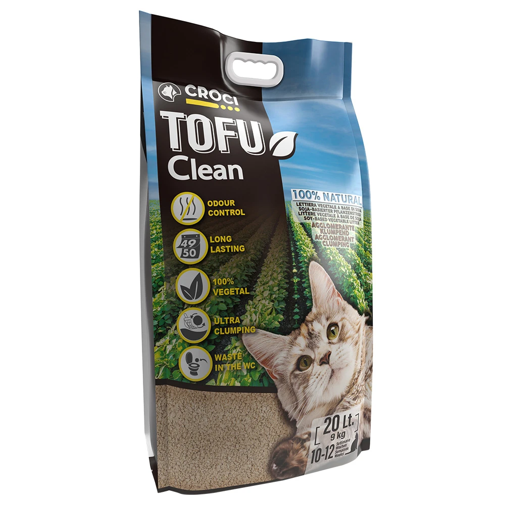 Croci Tofu Clean podstielka pre mačky  - výhodné balenie: 2 x 20 l (cca 18 kg)