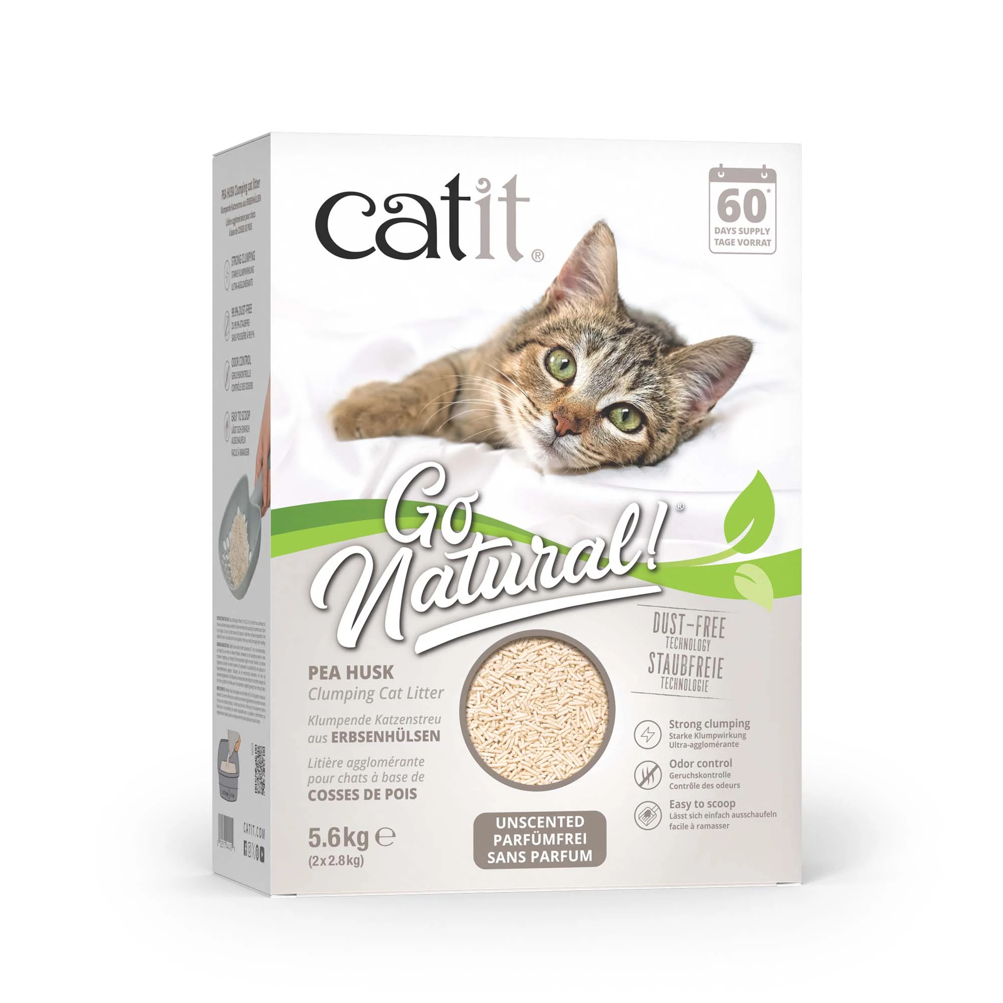 Catit Go Natural mačacia podstielka z hrachových strukov, bez vône - výhodné balenie: 11,2 kg (4 x 2,8 kg)