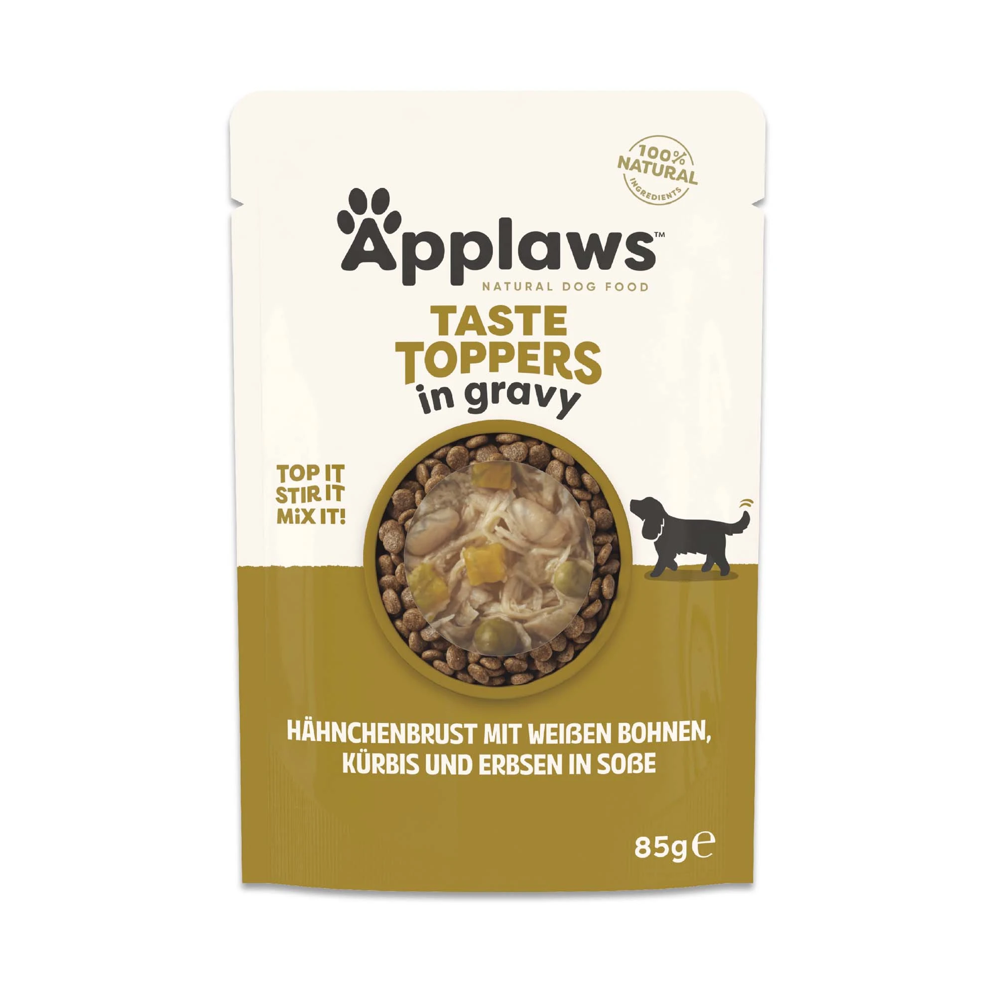 Applaws Taste Toppers v omáčke 12 x 85 g - kuracie, hrášok, tekvica a biela fazuľa