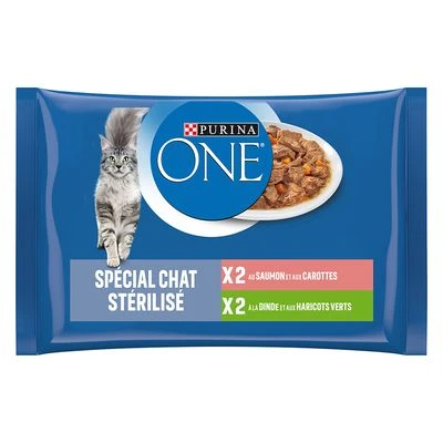 Výhodné balenie Purina ONE Junior 24 x 85 g - Sterilcat losos a moriak