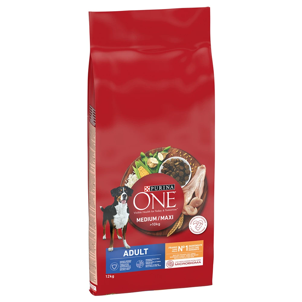 Purina ONE Medium/Maxi Adult granule kura - výhodné balenie: 2 x 12 kg