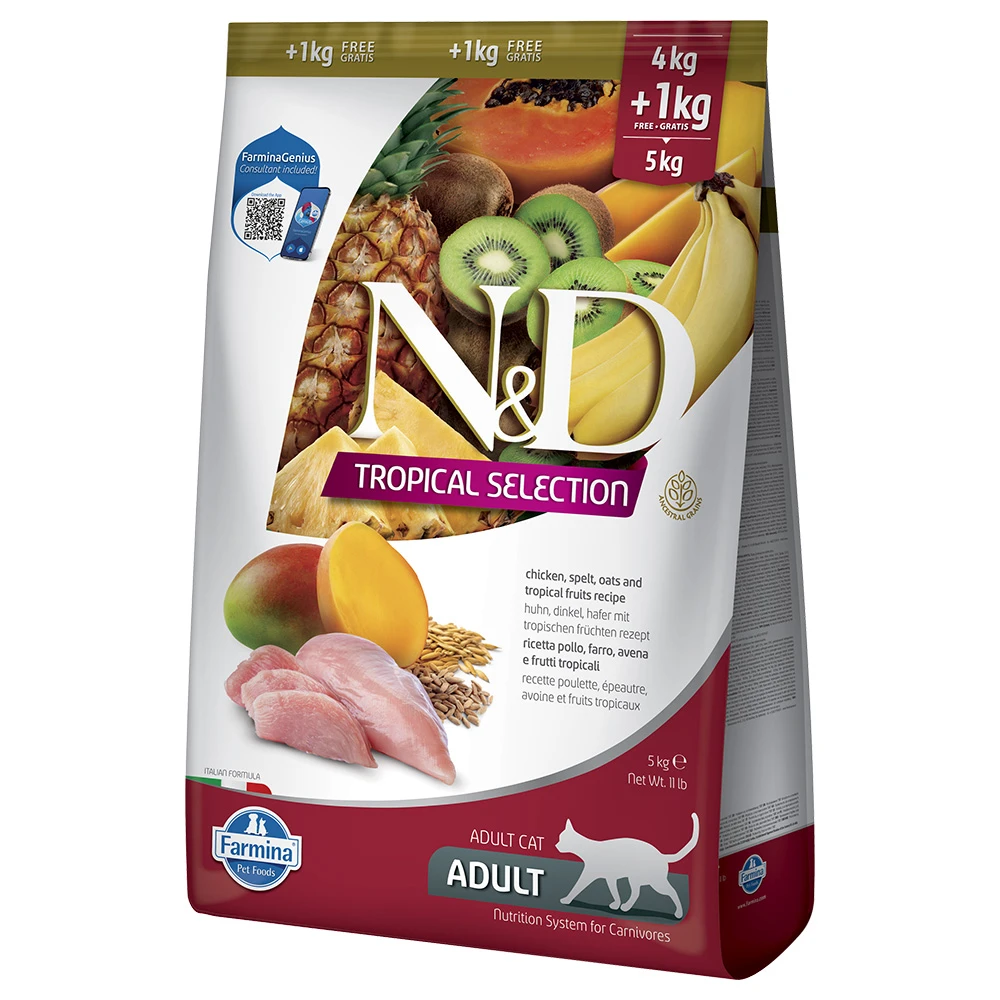 N&D Cat Tropical Selection kuracie - výhodné balenie: 2 x 5 kg (4 + 1 kg)