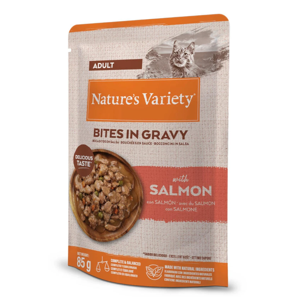 Nature's Variety Bites v omáčke Adult 22 x 85 g - losos