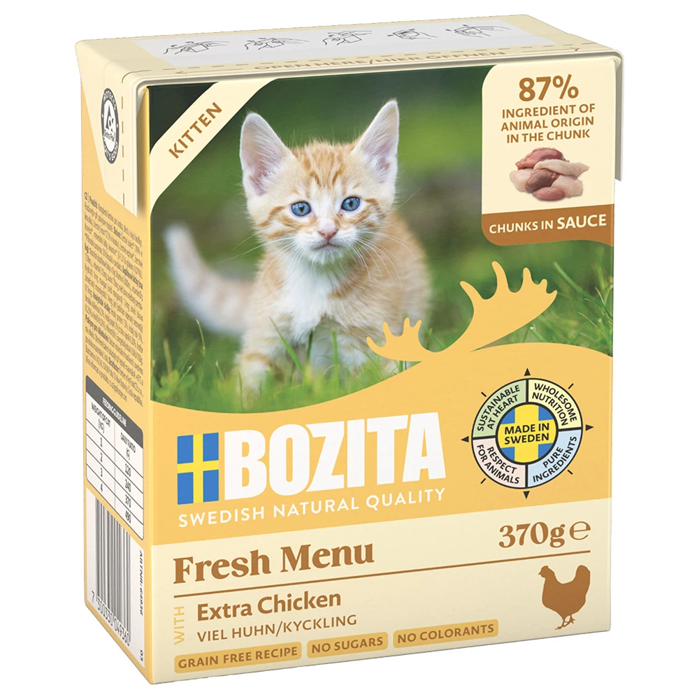 Výhodné balenie Bozita kúsky v omáčke 12 x 370 g - kitten kuracie