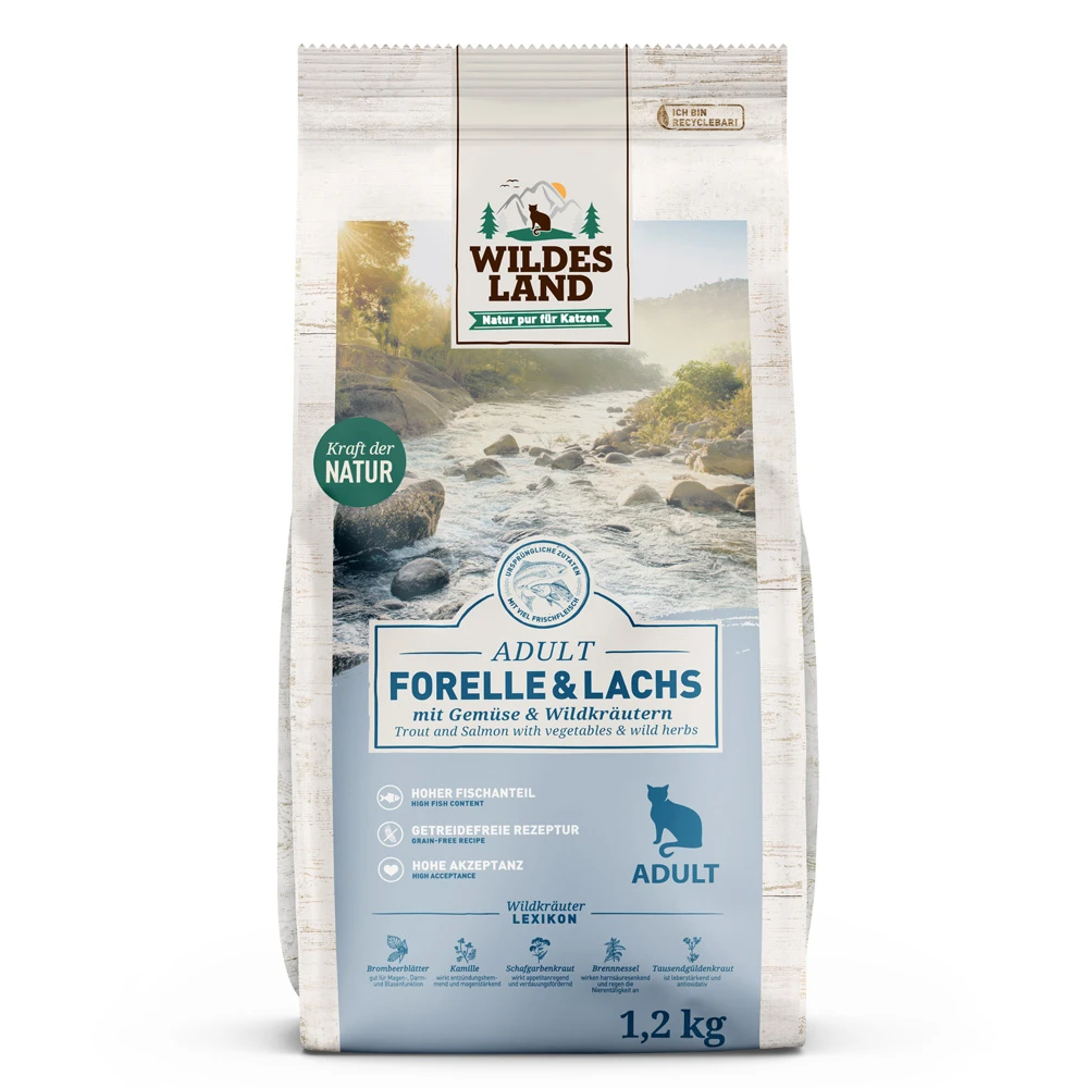 Wildes Land Cat pstruh a losos - výhodné balenie: 2 x 1,2 kg