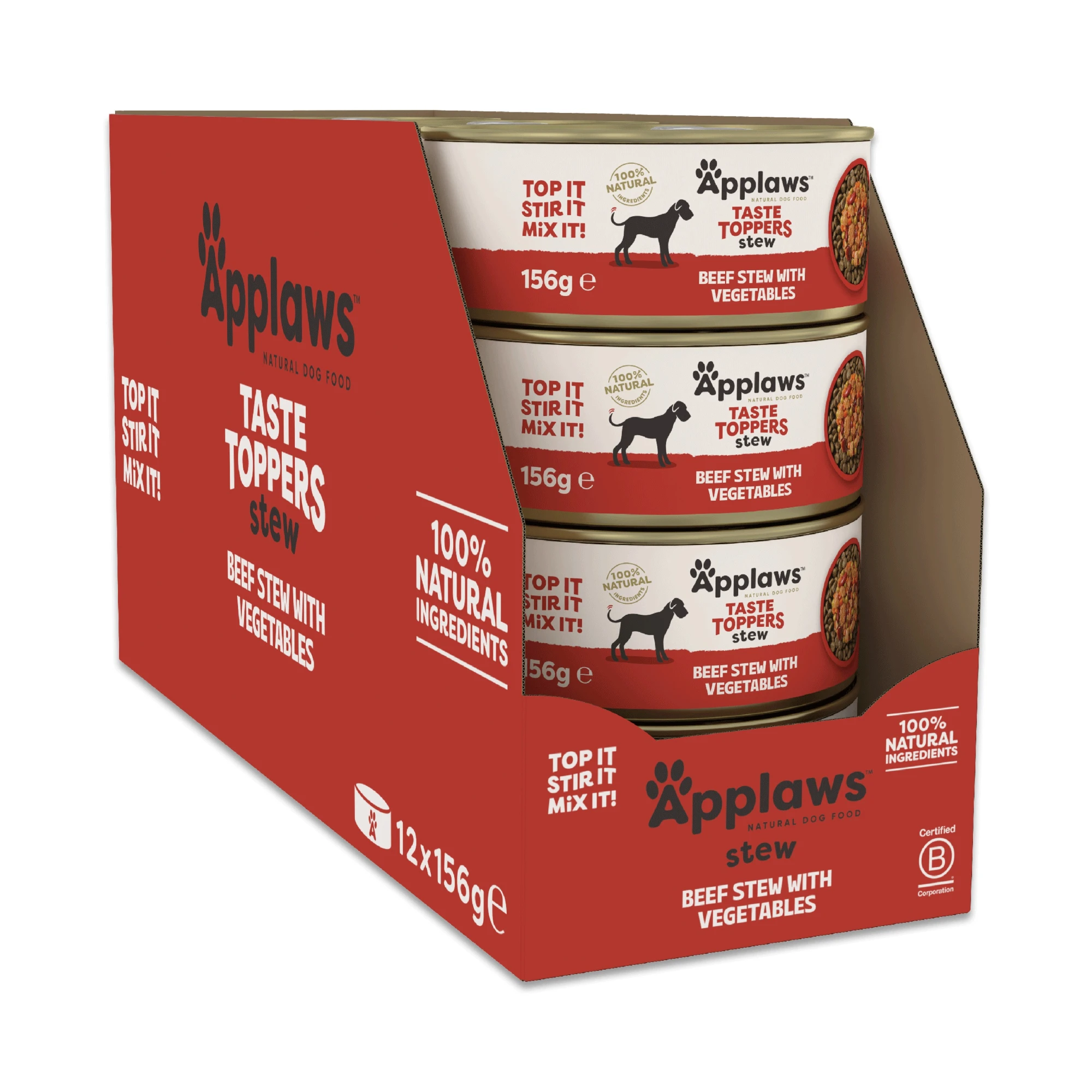 Výhodné balenie Applaws Taste Toppers Natural Stew 24 x 156 g - hovädzie so zeleninou