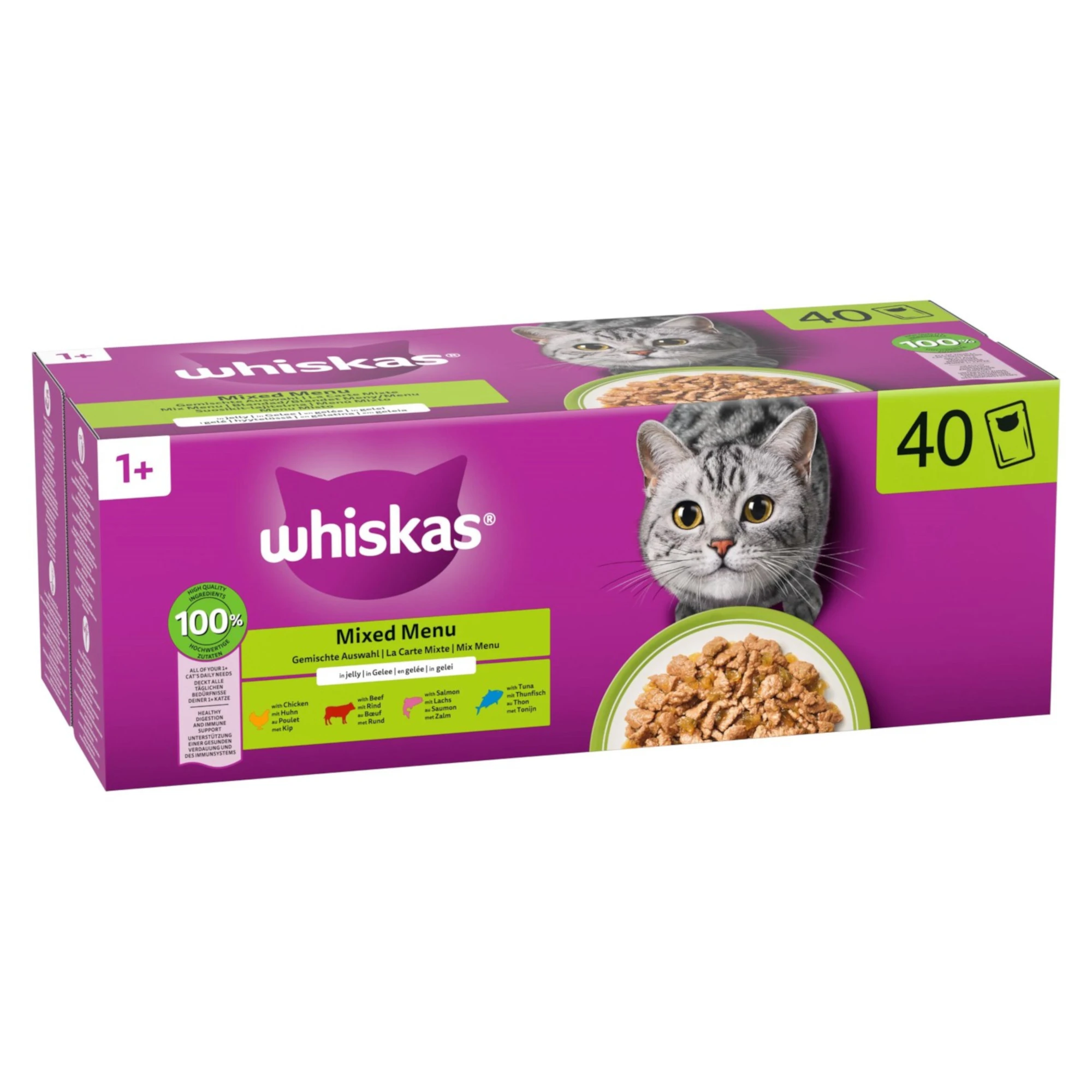 Whiskas 1+ Adult kapsičky 40 x 85 g - zmiešané menu v želé (4 druhy)