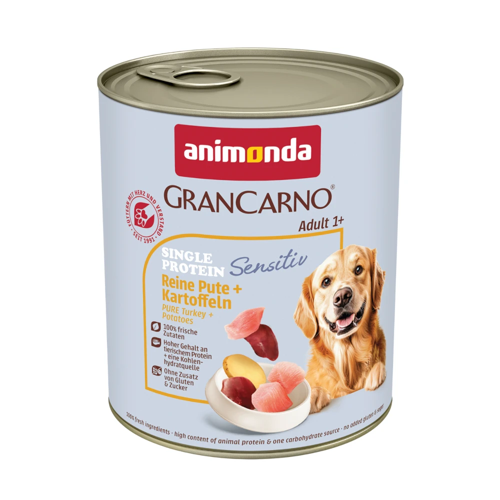 Výhodné balenie Animonda Grancarno Adult Single Protein Sensitiv 24 x 800 g - morčacie a zemiaky