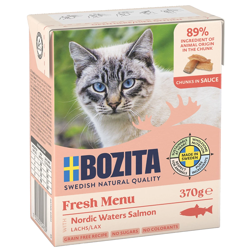 Výhodné balenie Bozita kúsky v omáčke 12 x 370 g - losos