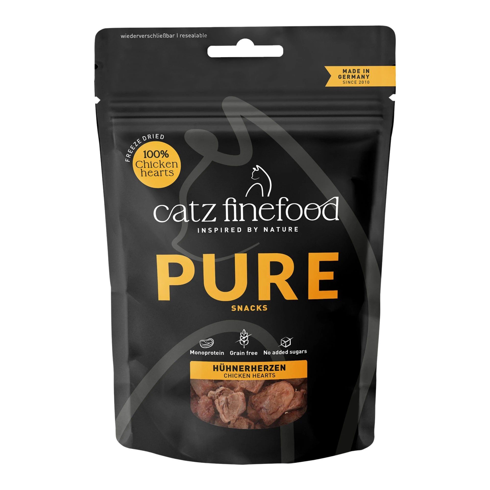 catz finefood Pure Snacks - výhodné balenie: 3 x 35 g kuracie srdcia
