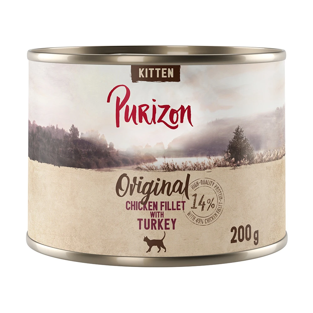 Purizon Adult 12 x 200 g - Kitten: kuracie filety s morčacím