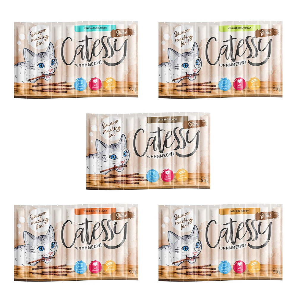 Výhodné balenie Catessy Sticks 50 x 5 g - mix 5 druhov