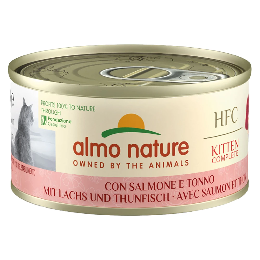 Výhodné balenie Almo Nature HFC Complete Kitten 24 x 70 g - losos s tuniakom