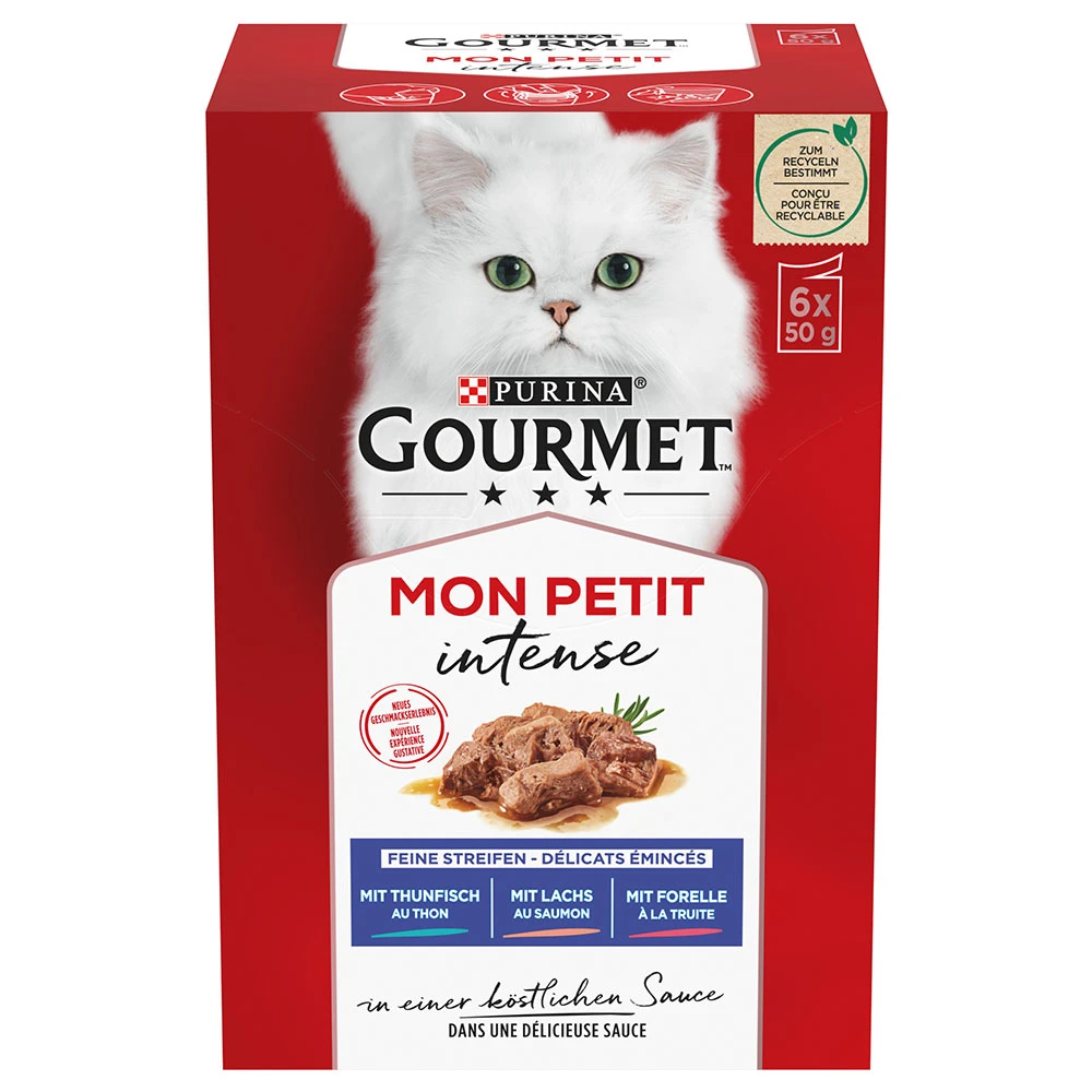 Miešané balenie Gourmet Mon Petit kapsičky 24 x 50 g - tuniak, losos, pstruh