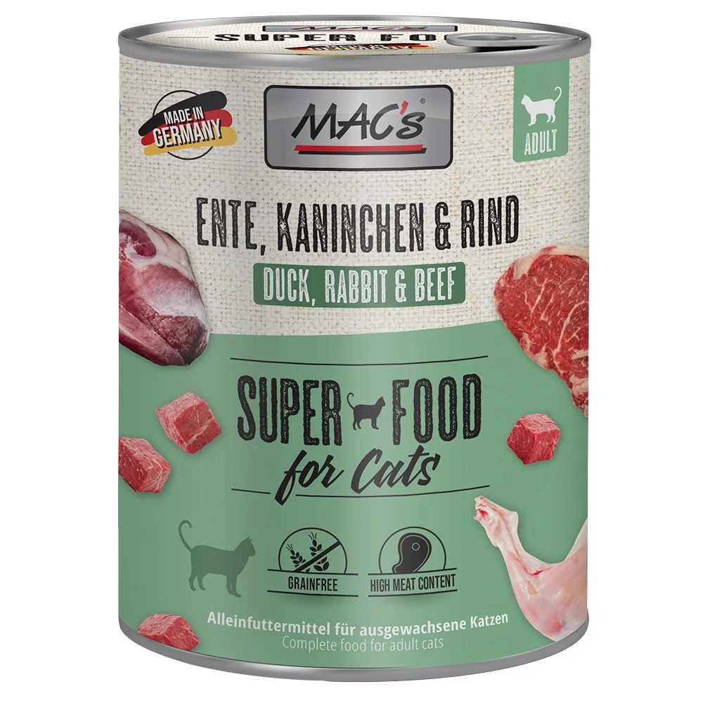 Výhodné balenie MAC´s Cat 24 x 800 g - kačacie, králičie a hovädzie