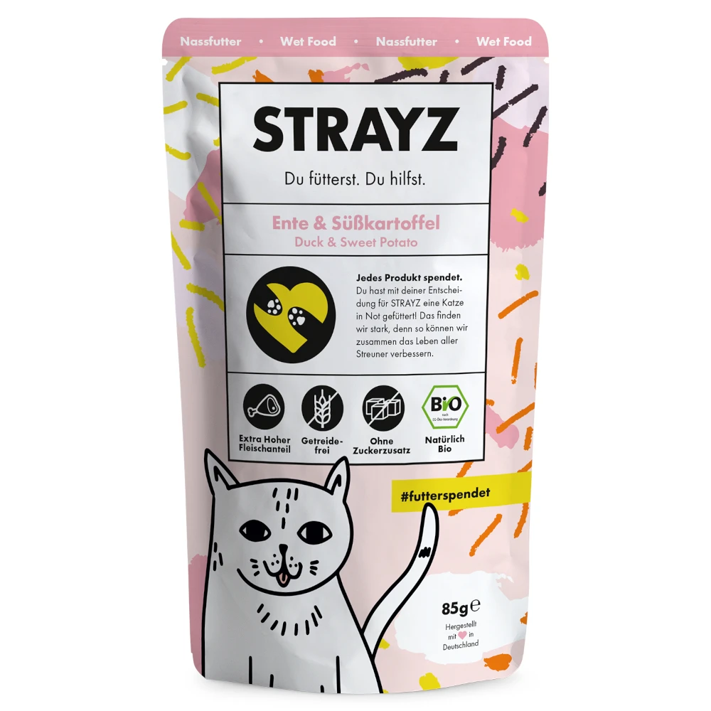 STRAYZ BIO Pouch 6 x 85 g - bio kačacie & bio sladké zemiaky