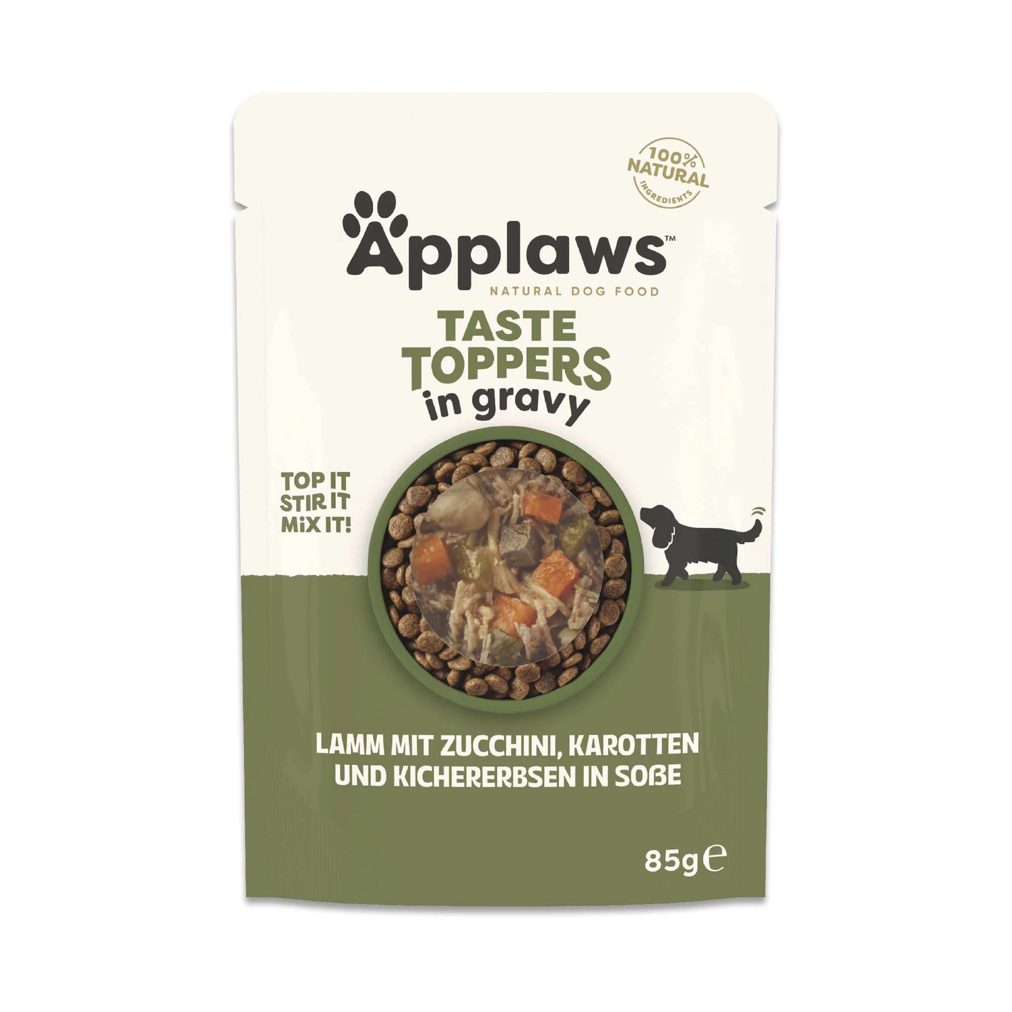 Applaws Taste Toppers v omáčke 12 x 85 g - jahňacie, mrkva, cuketa a cícer