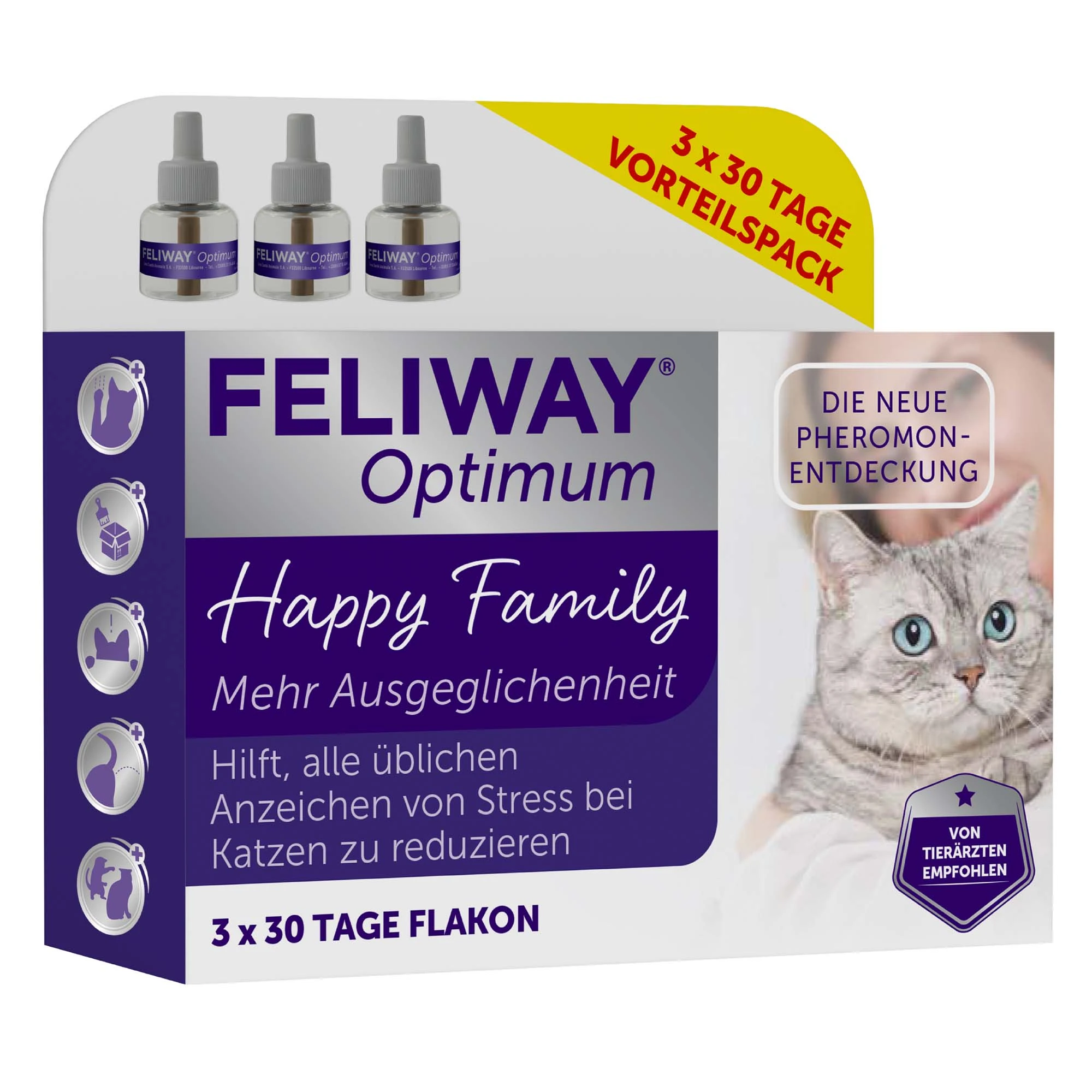FELIWAY Optimum - 3 x 30 dní výhodné balenie pre feromónový odparovač, 3x48ml