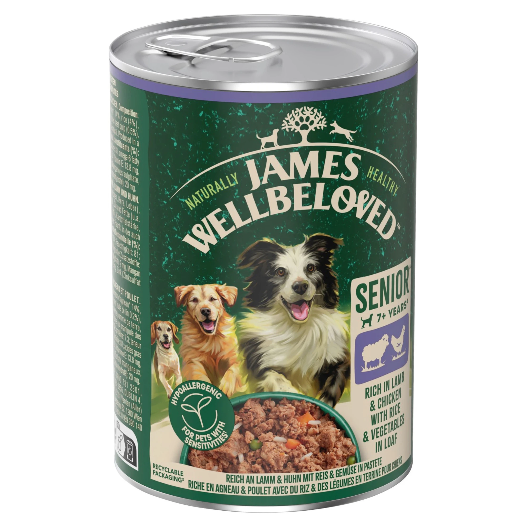 James Wellbeloved Senior Dog Hypoallergenic jahňacie a kuracie v paštéte - výhodné balenie: 24 x 400 g