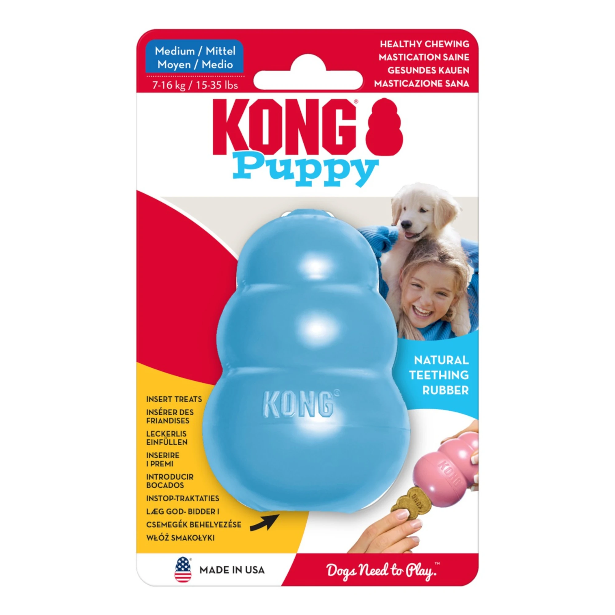 KONG hračka pre šteniatka - M, modrá