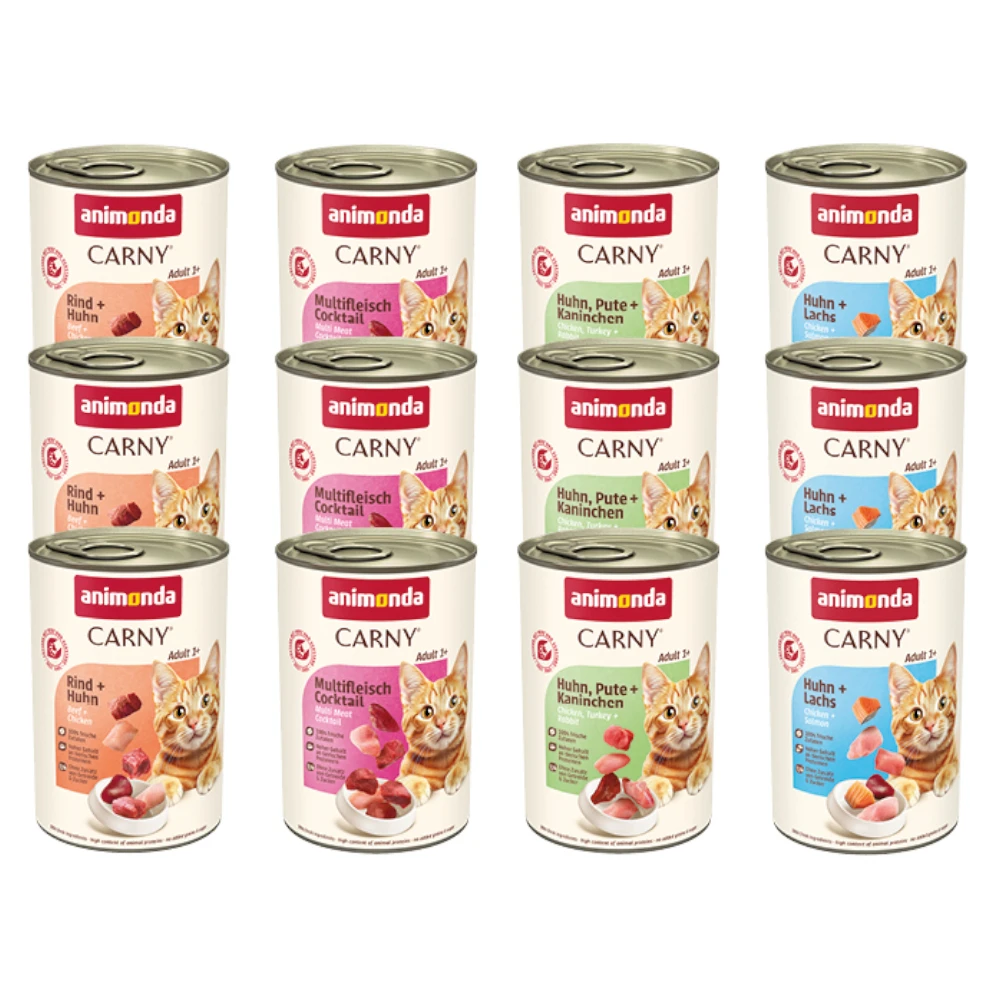 Výhodné balenie animonda Carny Adult 12 x 400 g - gurmánsky výber (4 druhy)