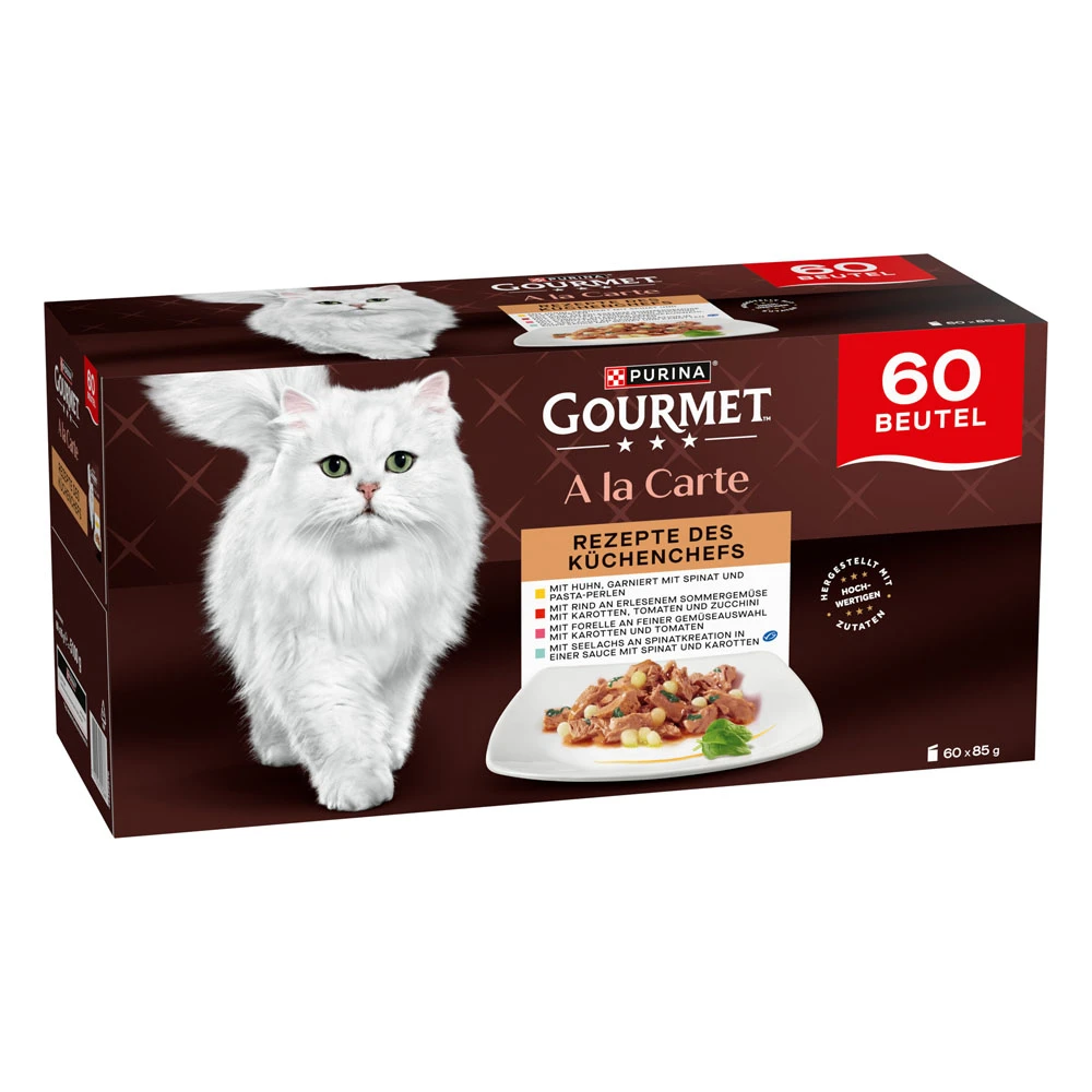Megabalenie Gourmet A la Carte kapsičky 60 x 85 g  - kura, pstruh, hovädzie, treska