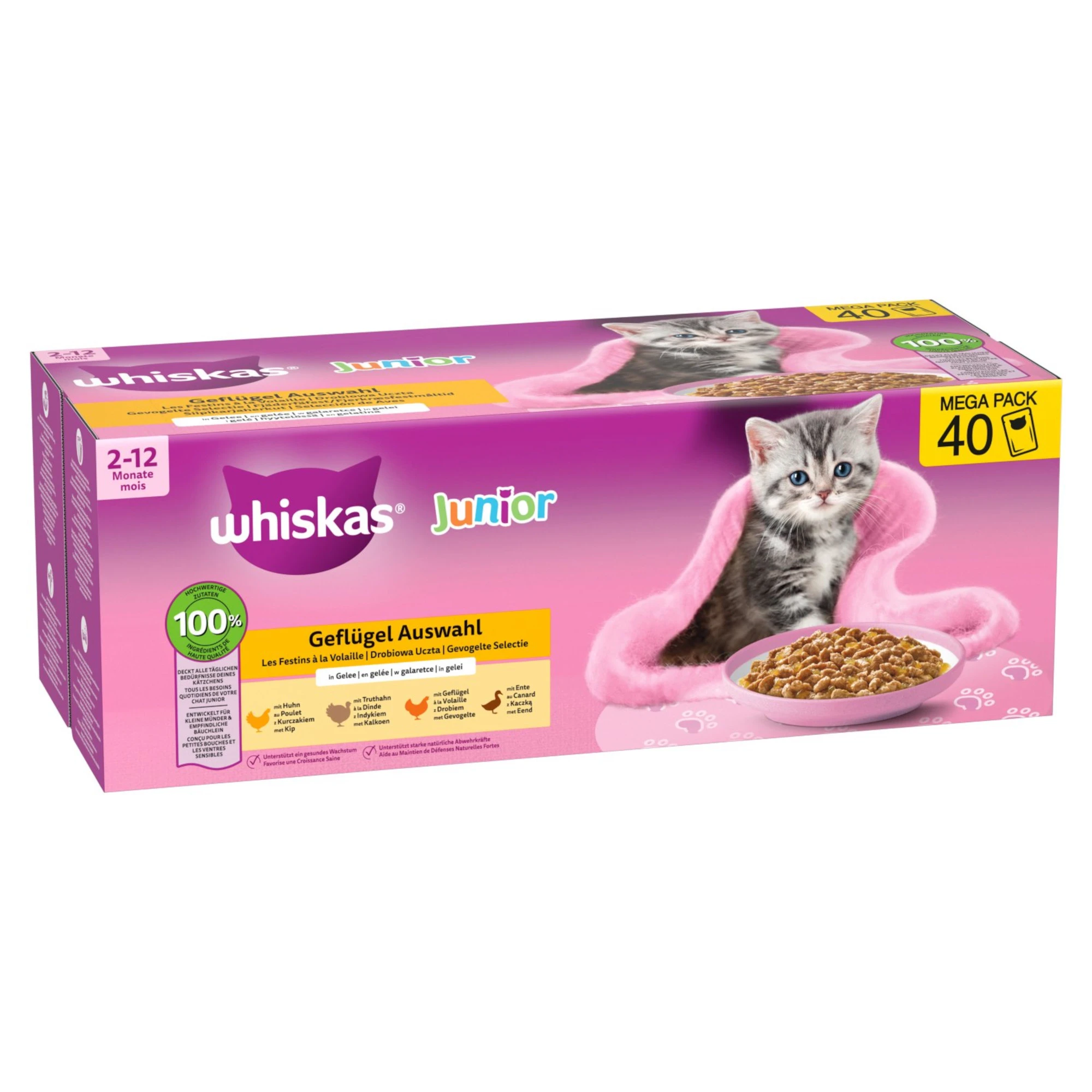 Whiskas Junior kapsičky 40 x 85 g - hydina v želé (4 druhy)