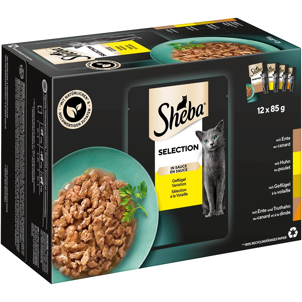 Megabalenie Sheba variácie kapsičiek 96 x 85 g - Selection v omáčke Hydinové variácie