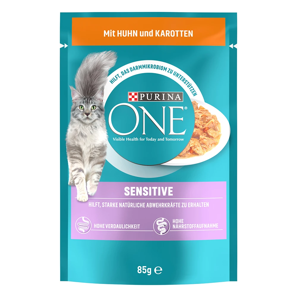 Purina One Adult Sensitive kapsičky - 52 x 85 g - kura, mrkva