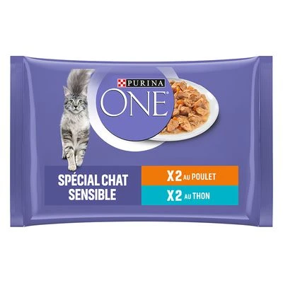Výhodné balenie Purina ONE kapsičky 12 x 85 g - Sensitive kuracie a tuniak