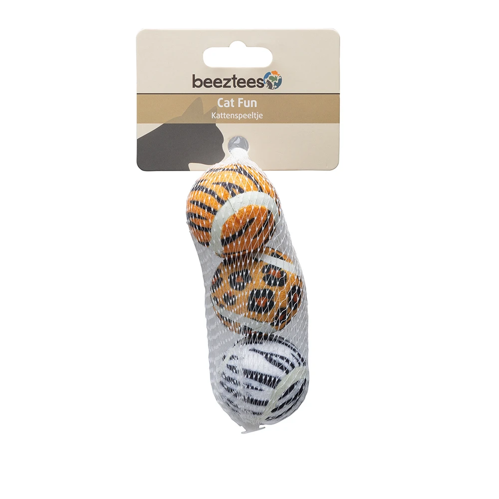 beeztees hračka pre mačky loptičky s dizajnom džungle - 3 x Ø 4,5 cm