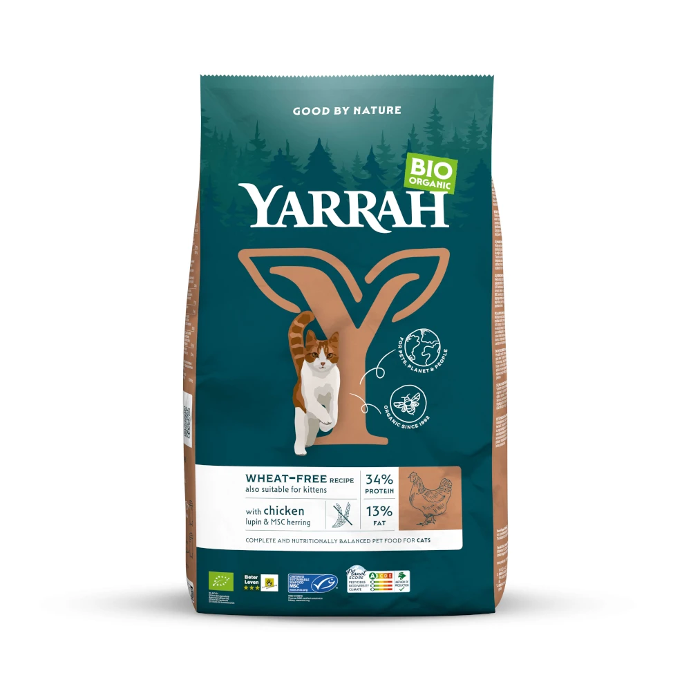 Yarrah Organic bez pšenice s kuracím mäsom a rybami - 2,4 kg