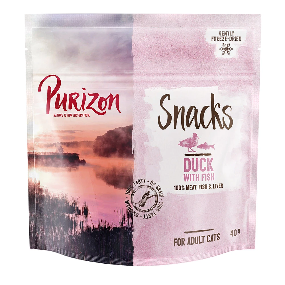 Purizon Snack kačacie a ryby - bez obilnín - výhodné balenie: 3 x 40 g
