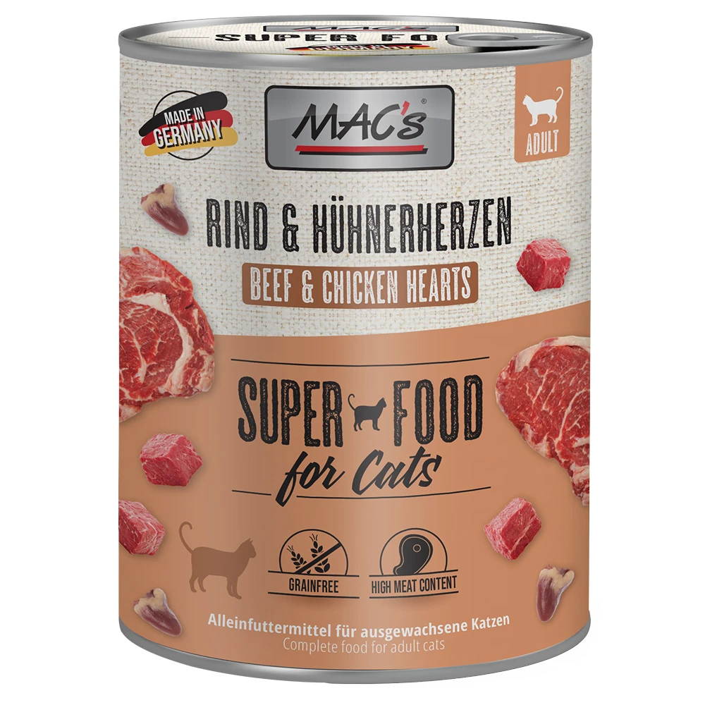 Výhodné balenie MAC´s Cat 24 x 800 g - hovädzie a kuracie srdce