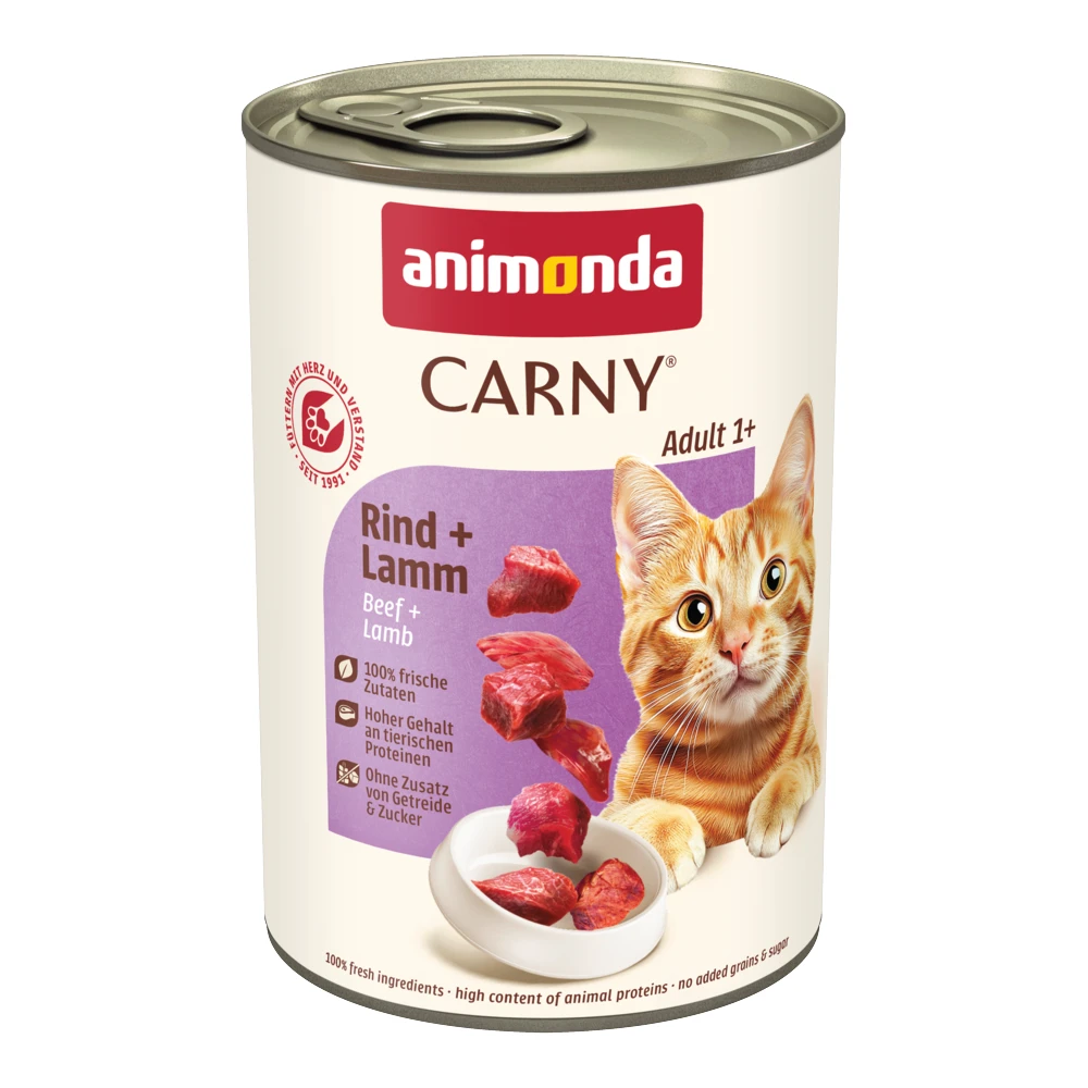 Výhodné balenie animonda Carny Adult 12 x 400 g - hovädzie a jahňacie