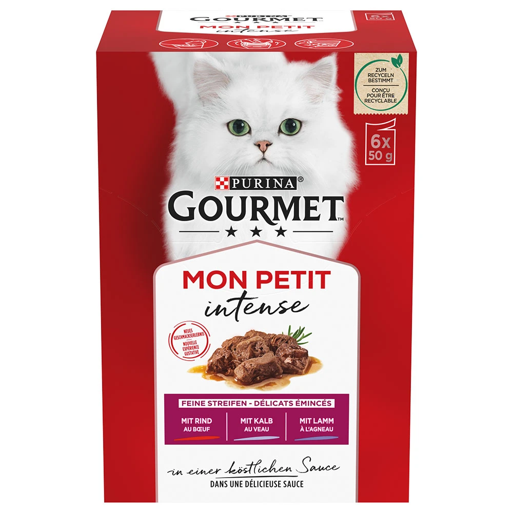Miešané balenie Gourmet Mon Petit kapsičky 24 x 50 g - hovädzie, teľacie, jahňacie