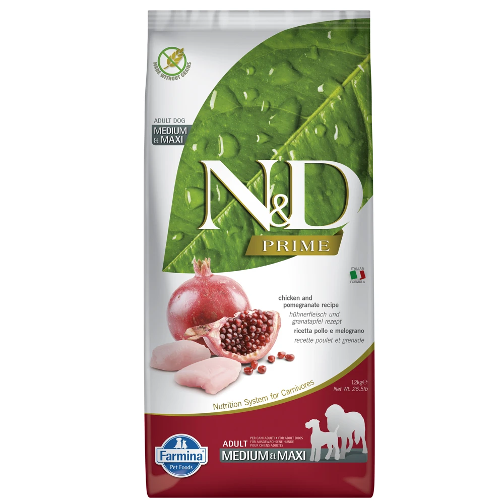 Farmina N&D Grain-free Adult Medium s kuracím mäsom a granátovým jablkom  - výhodné balenie: 2 x 12 kg