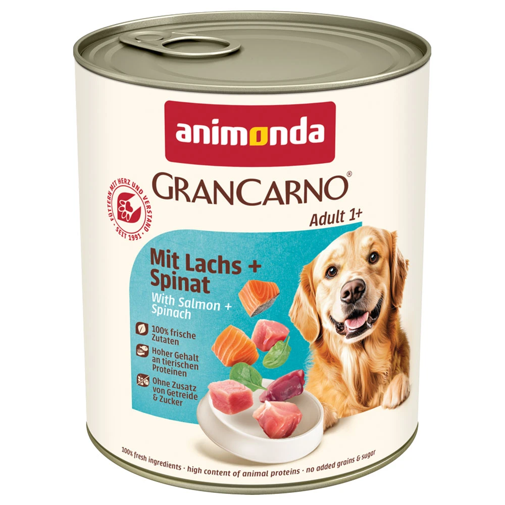 Výhodné balenie animonda GranCarno Original 12 x 800 g - losos a špenát