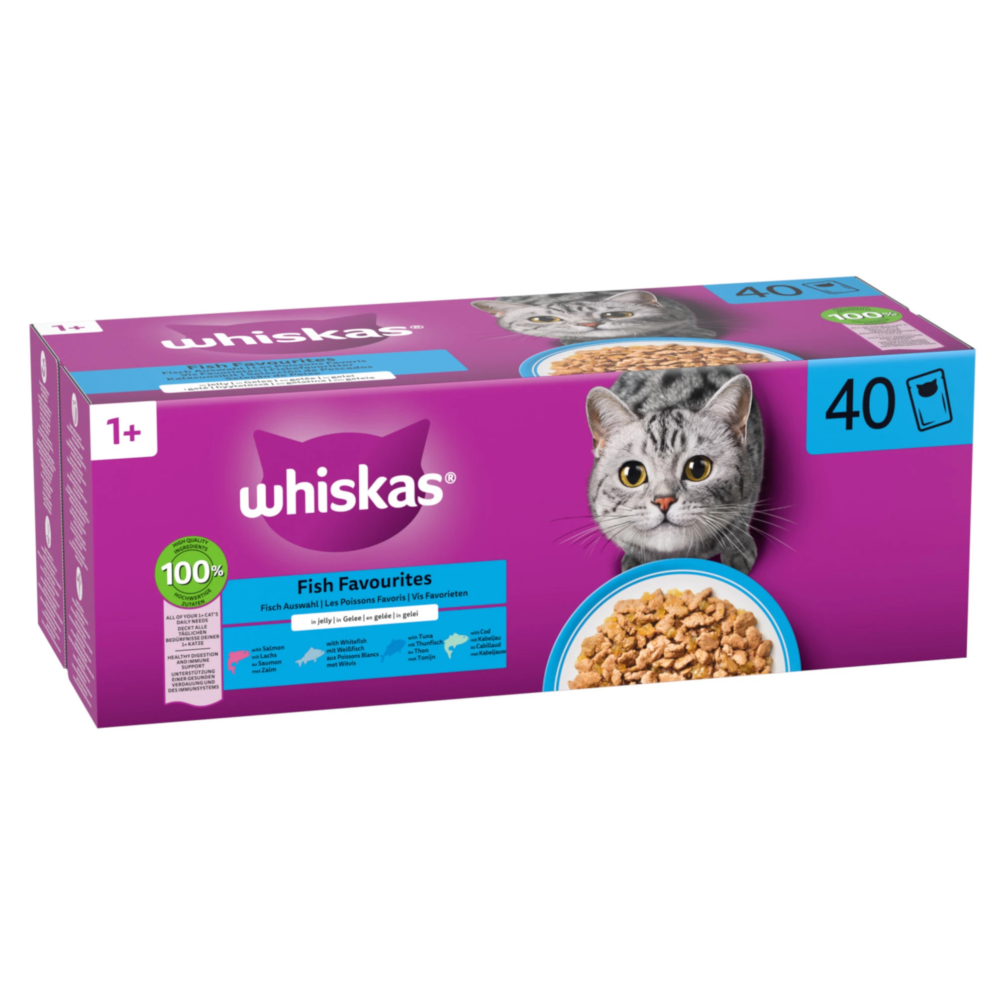 Whiskas 1+ Adult kapsičky 40 x 85 g - ryba v želé (4 varianty)
