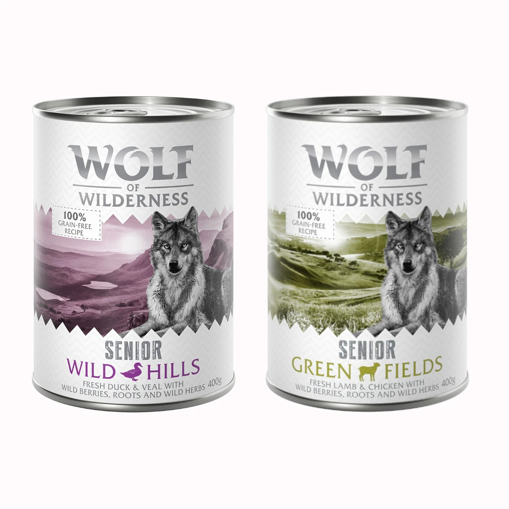 Výhodné balenie Wolf of Wilderness Senior 12 x 400 g - miešané balenie