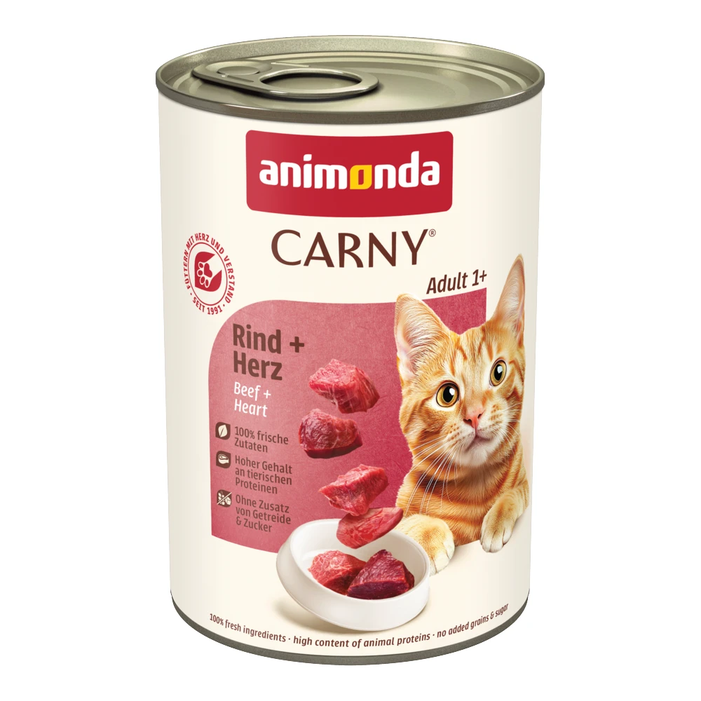Výhodné balenie animonda Carny Adult 12 x 400 g - hovädzie a srdce