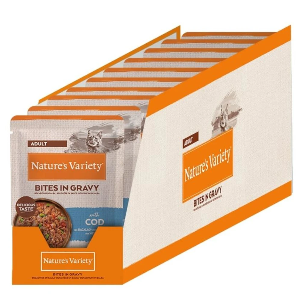 Nature's Variety Bites v omáčke Adult 22 x 85 g - treska