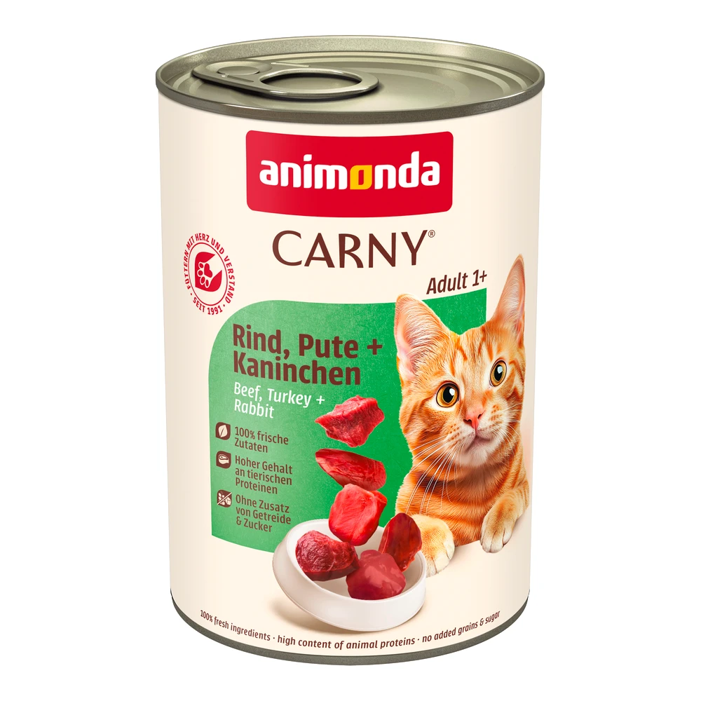 Výhodné balenie animonda Carny Adult 12 x 400 g - hovädzie, morčacie a králičie