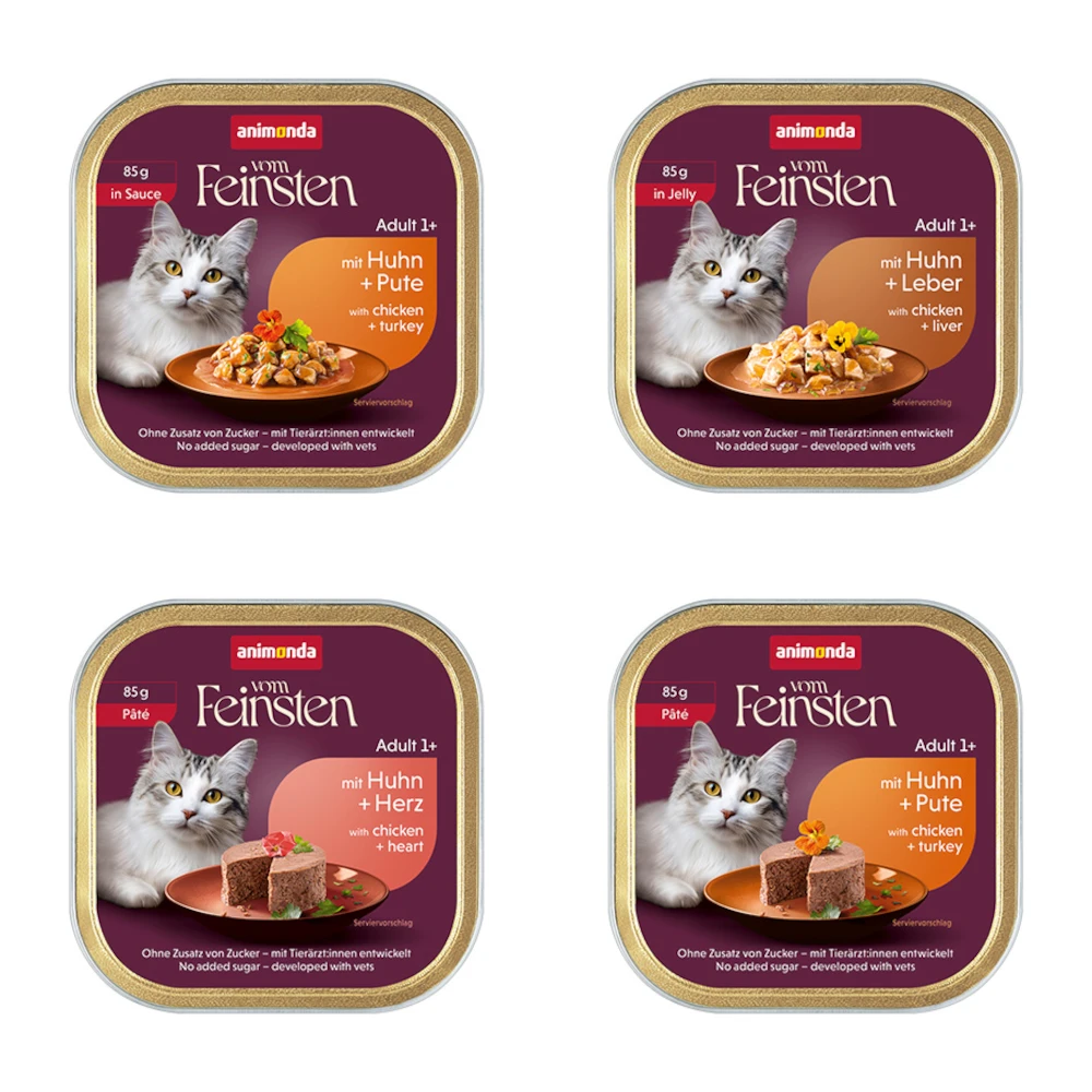 Výhodné balenie animonda vom Feinsten Adult 64 x 85 g - mix balenie: hydinové (4 druhy)