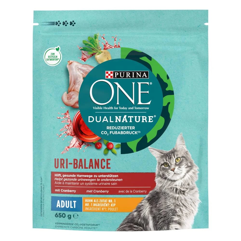 Purina ONE Dual Nature Adult granule brusnica, kura - 650 g